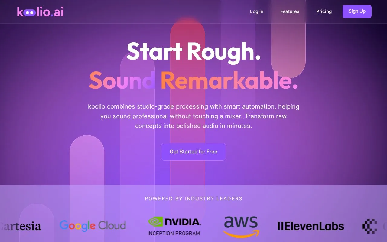 Screenshot of the koolio.ai homepage