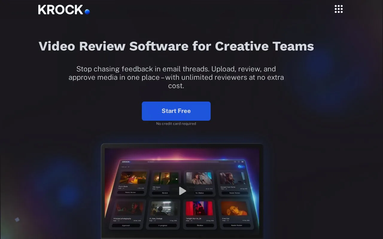 Screenshot of the Krock.io homepage