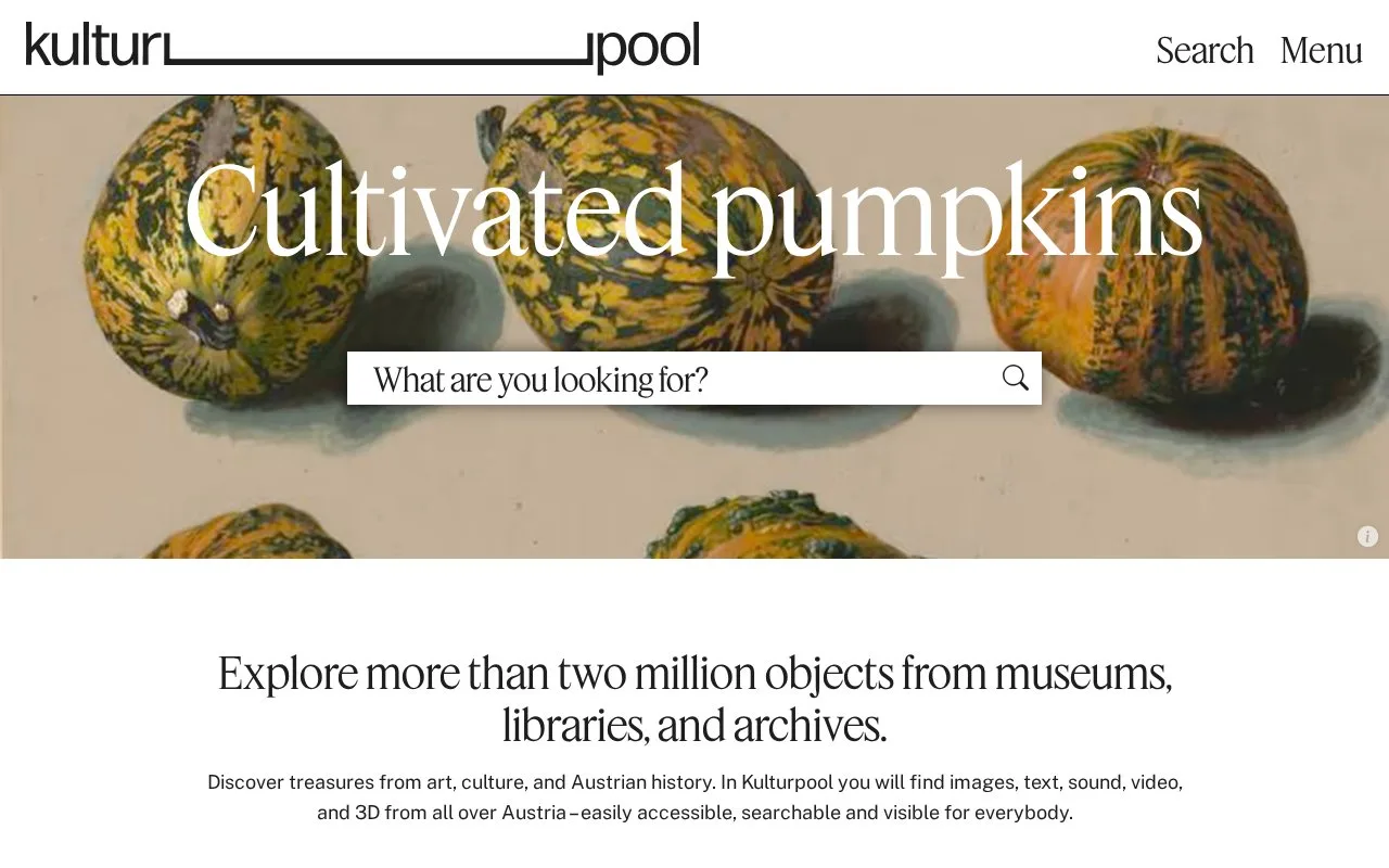 Screenshot of the Kulturpool homepage