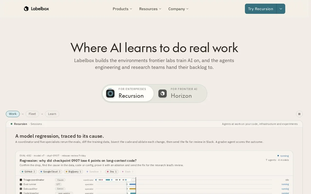 Screenshot of the Labelbox homepage