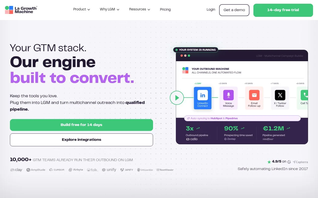Screenshot of the La Growth Machine homepage