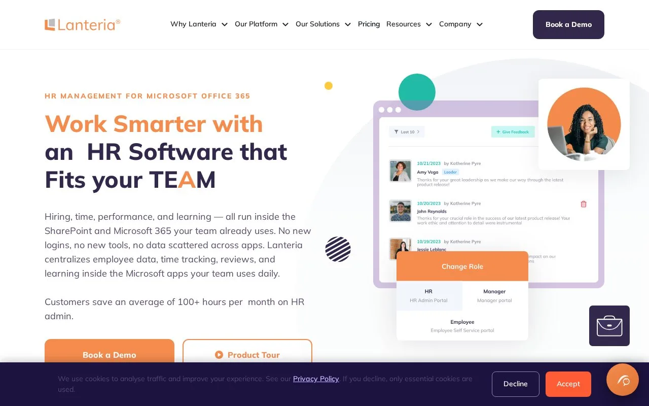Screenshot of the Lanteria HR homepage