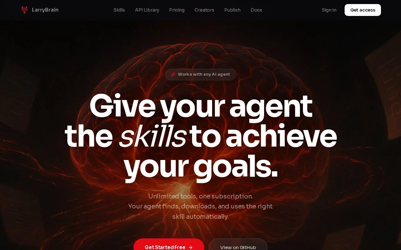 Screenshot of the LarryBrain homepage