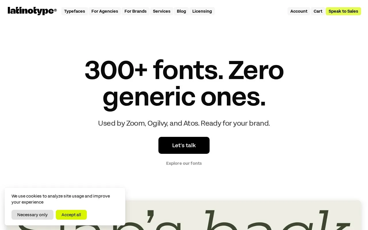 Screenshot of the Latinotype homepage