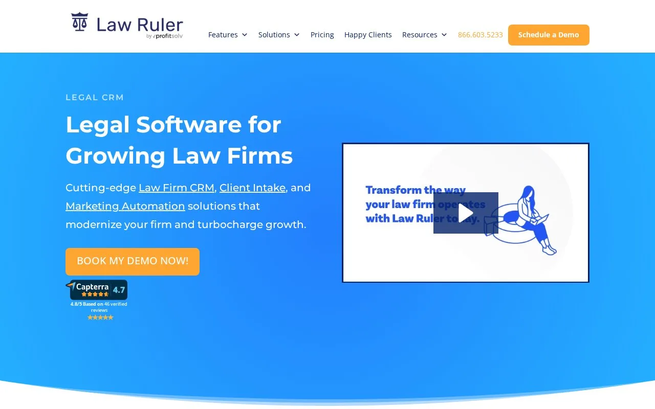 Screenshot of the Law Ruler homepage