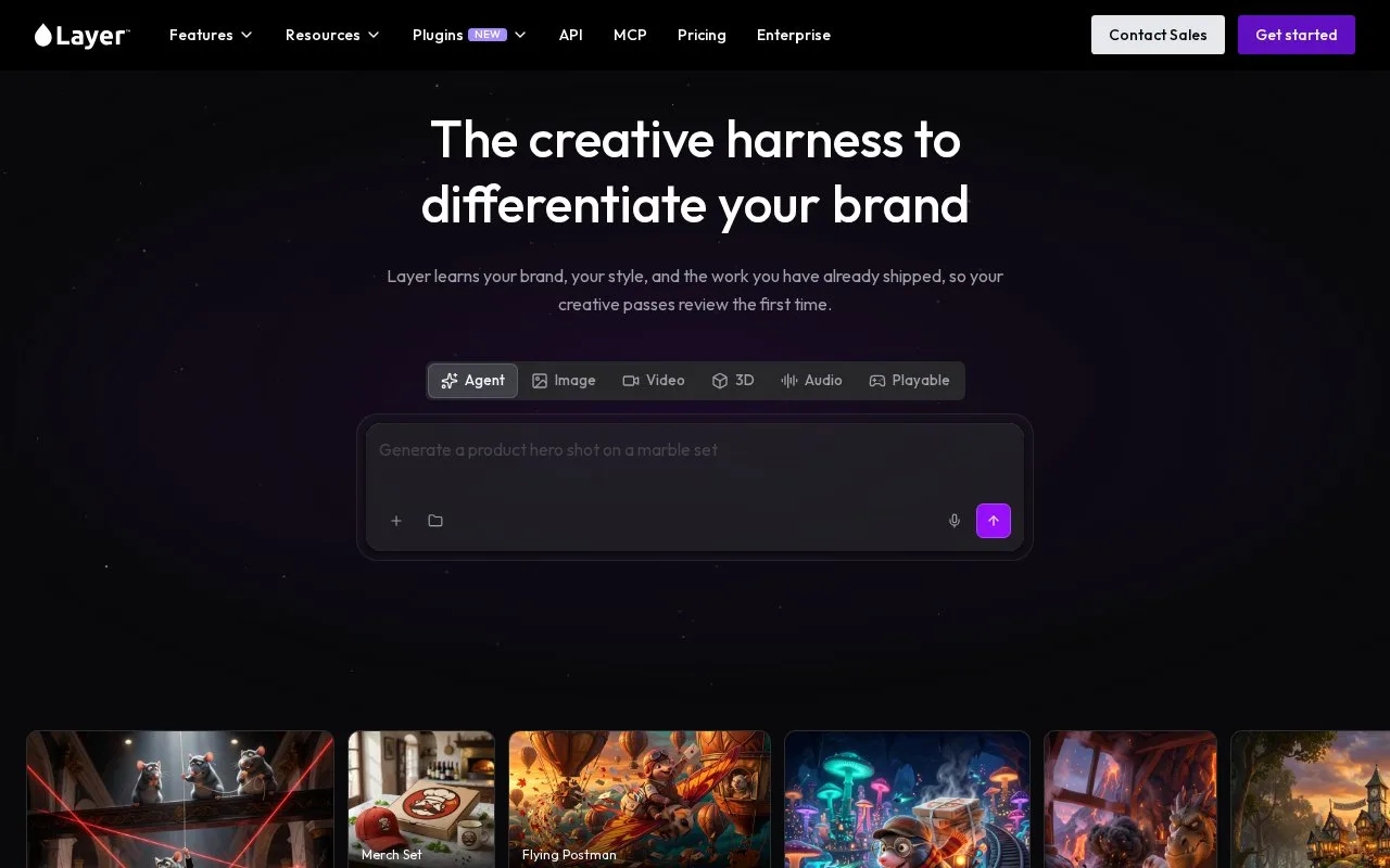 Screenshot of the Layer homepage