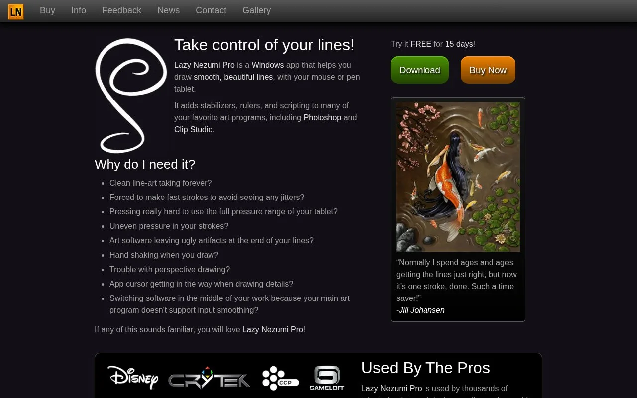 Screenshot of the Lazy Nezumi Pro homepage