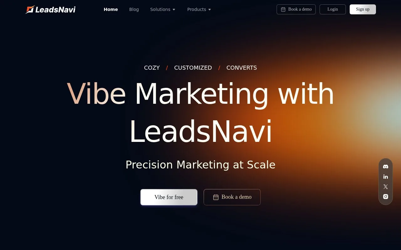 Screenshot of the LeadsNavi homepage