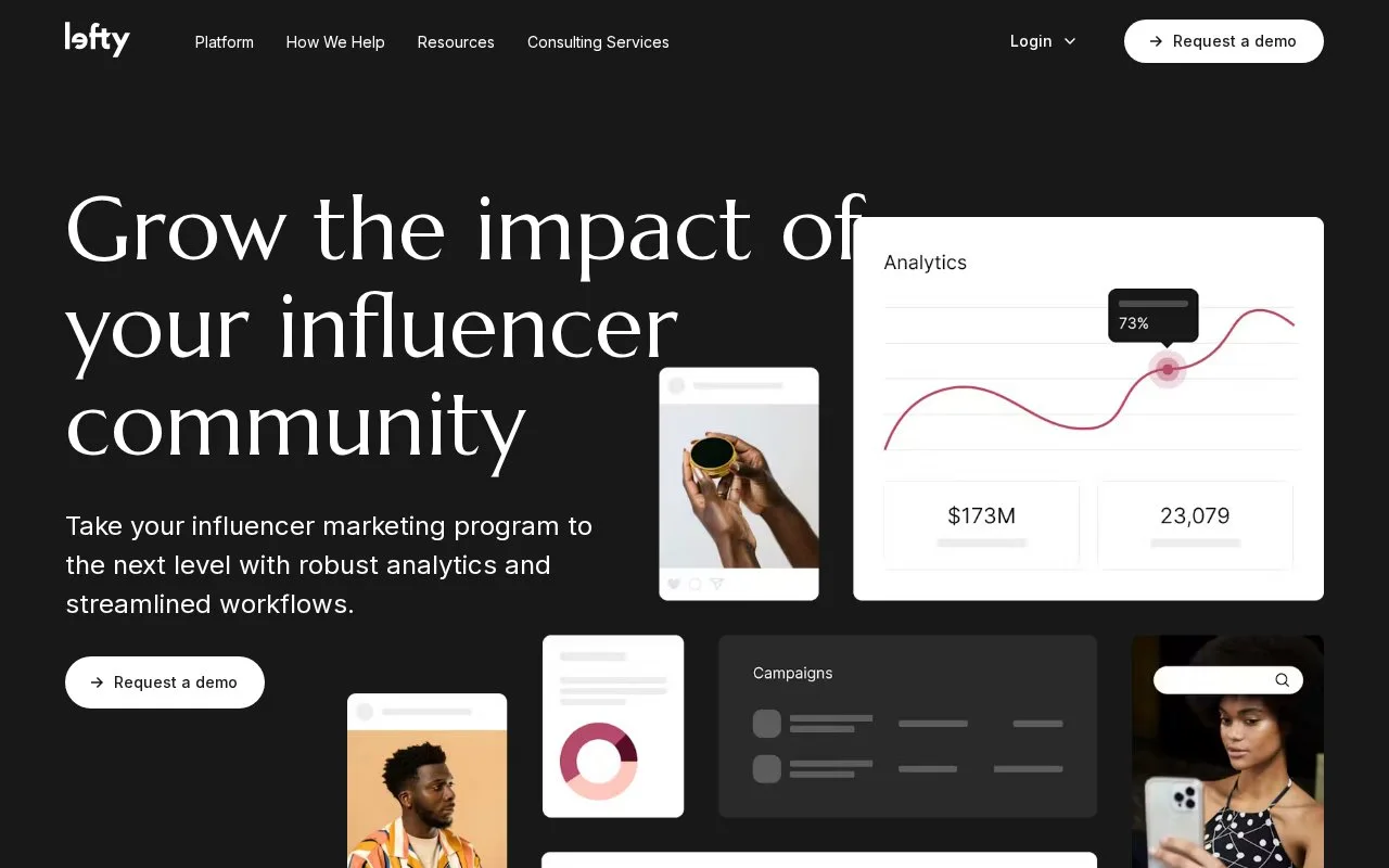 Screenshot of the Lefty homepage
