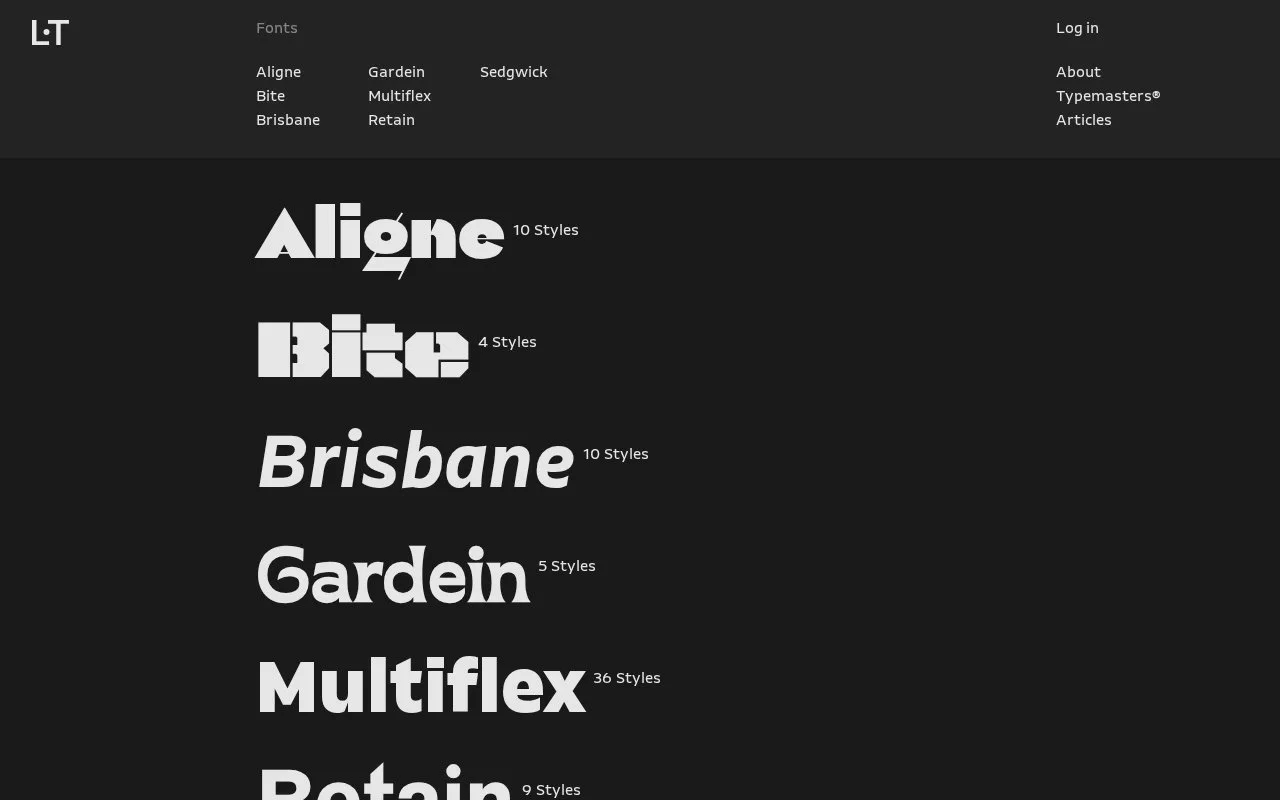 Screenshot of the Leinster Type homepage