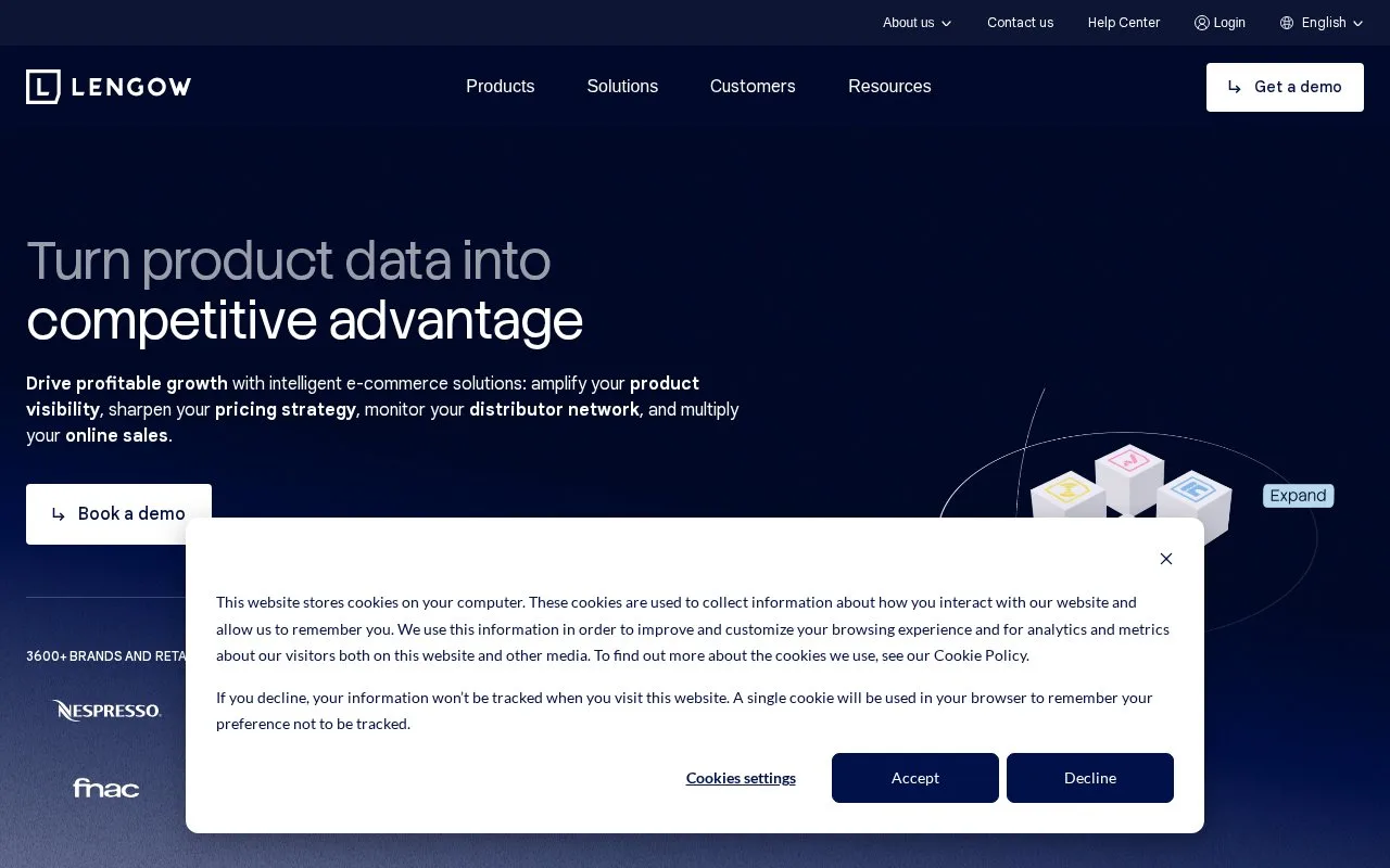 Screenshot of the Lengow homepage