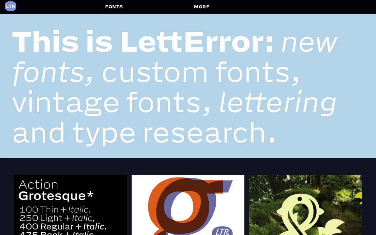 Screenshot of the LettError homepage