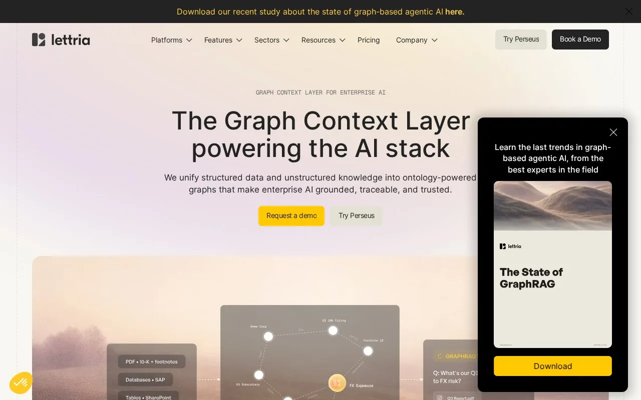 Screenshot of the Lettria homepage