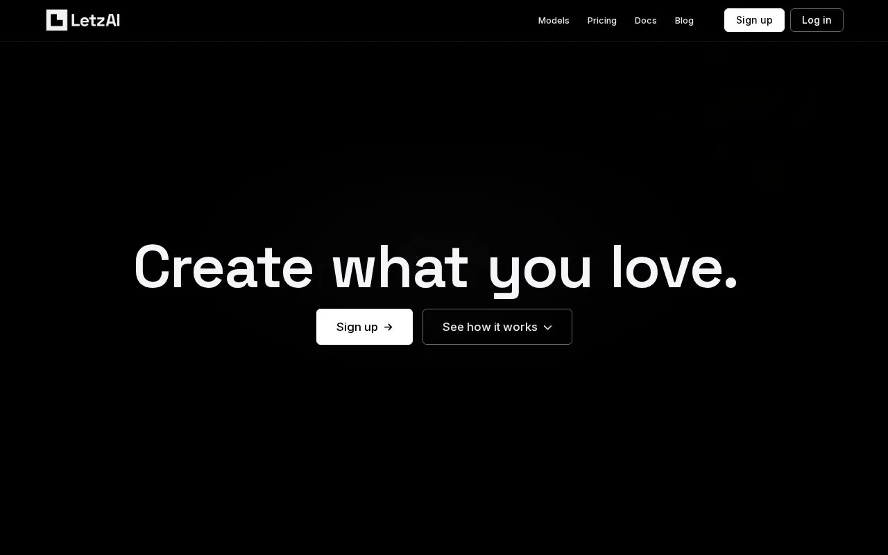 Screenshot of the LetzAI homepage
