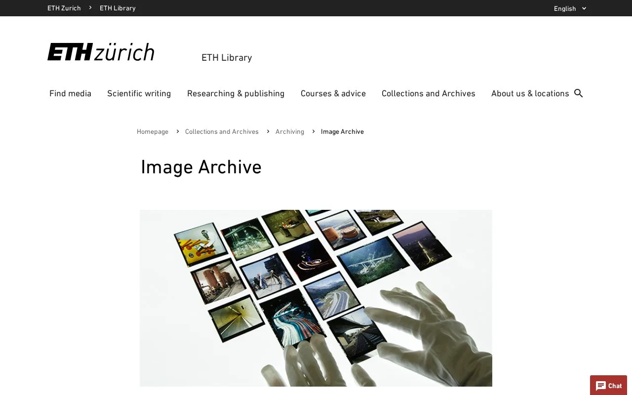 Screenshot of the ETH Library Image Archive homepage