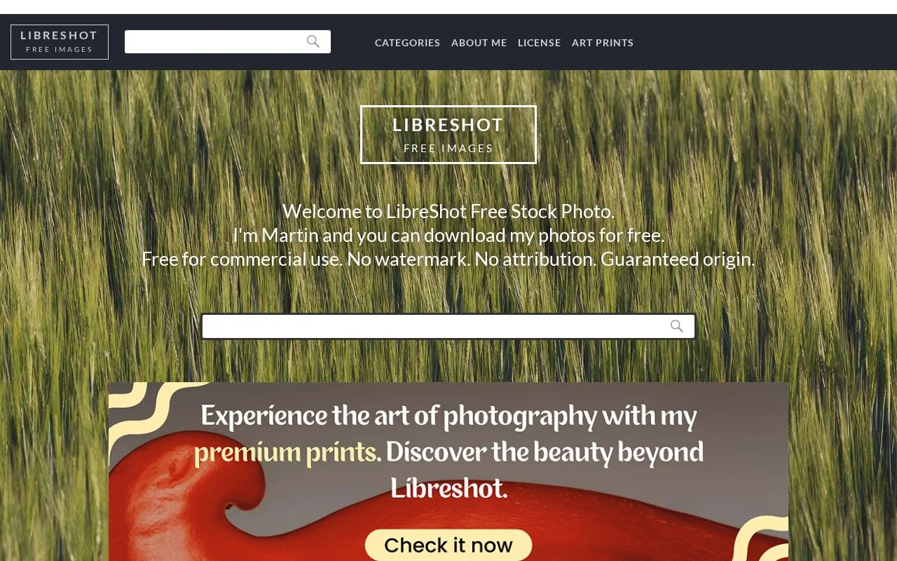 Screenshot of the LibreShot homepage