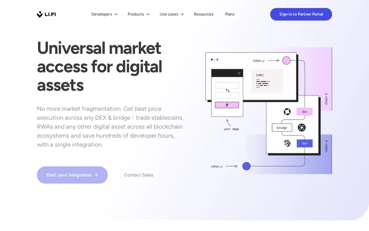 Screenshot of the LI.FI homepage