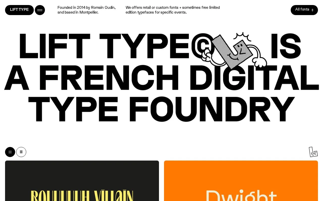 Screenshot of the Lift Type homepage