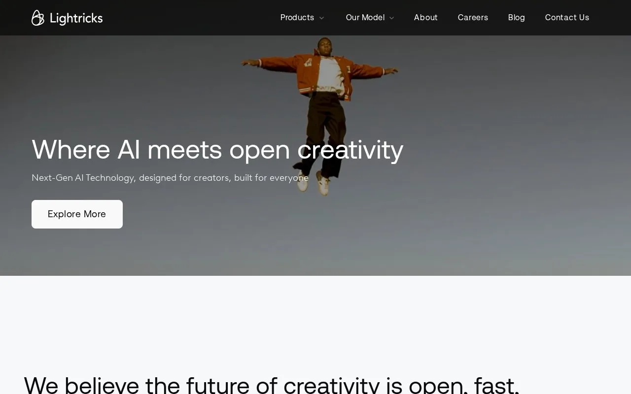 Screenshot of the Lightricks homepage