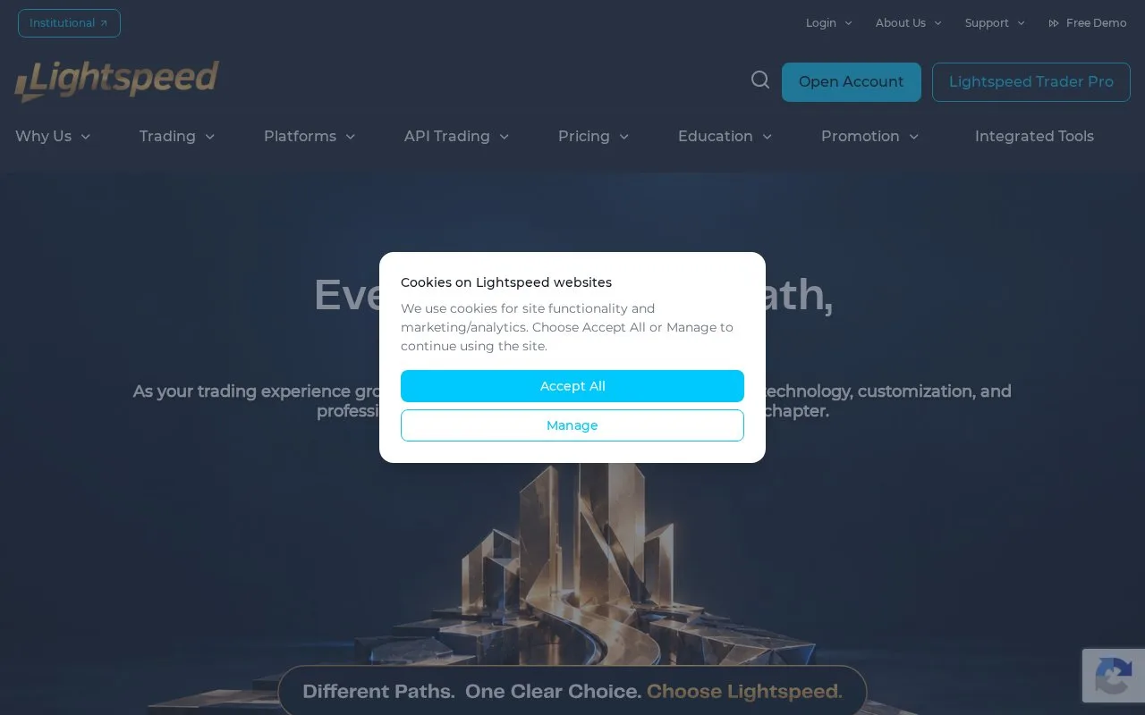 Screenshot of the Lightspeed homepage