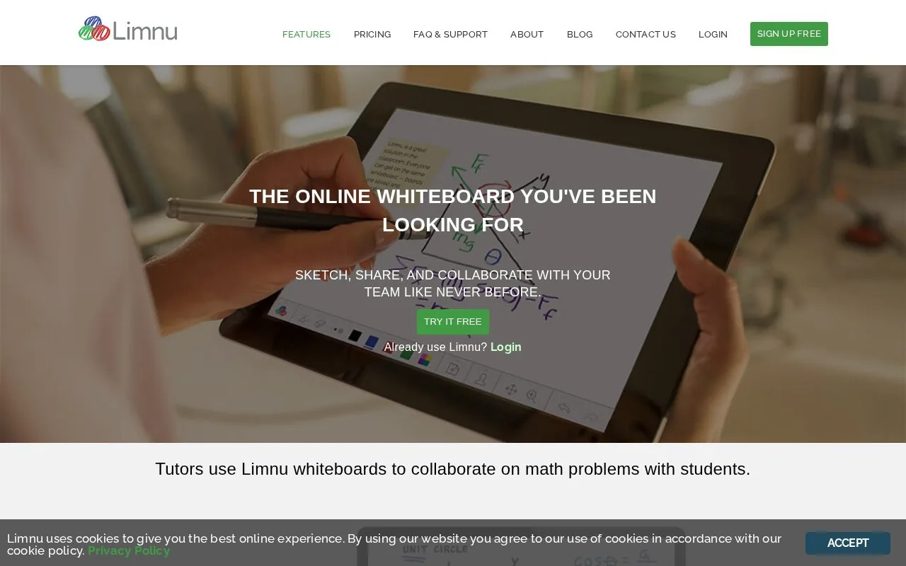 Screenshot of the Limnu homepage