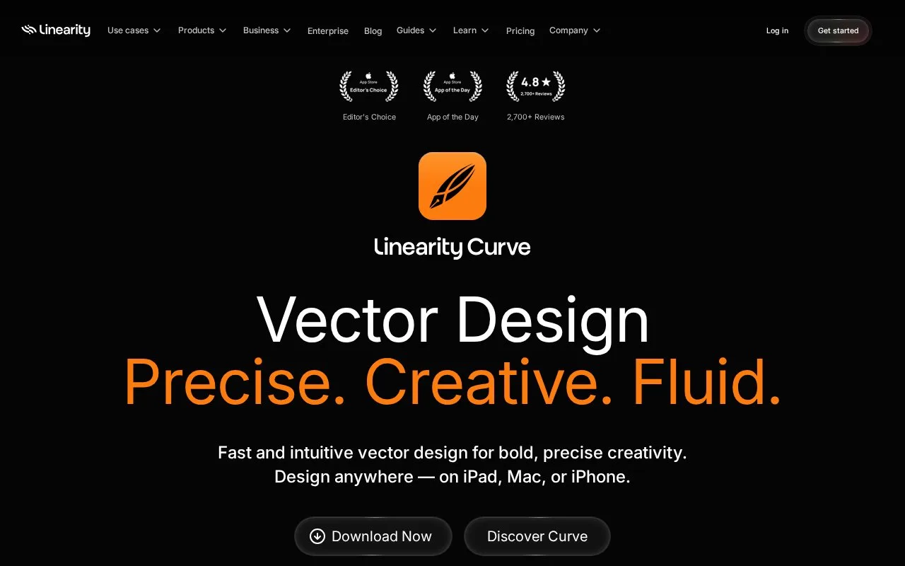 Screenshot of the Linearity Curve homepage