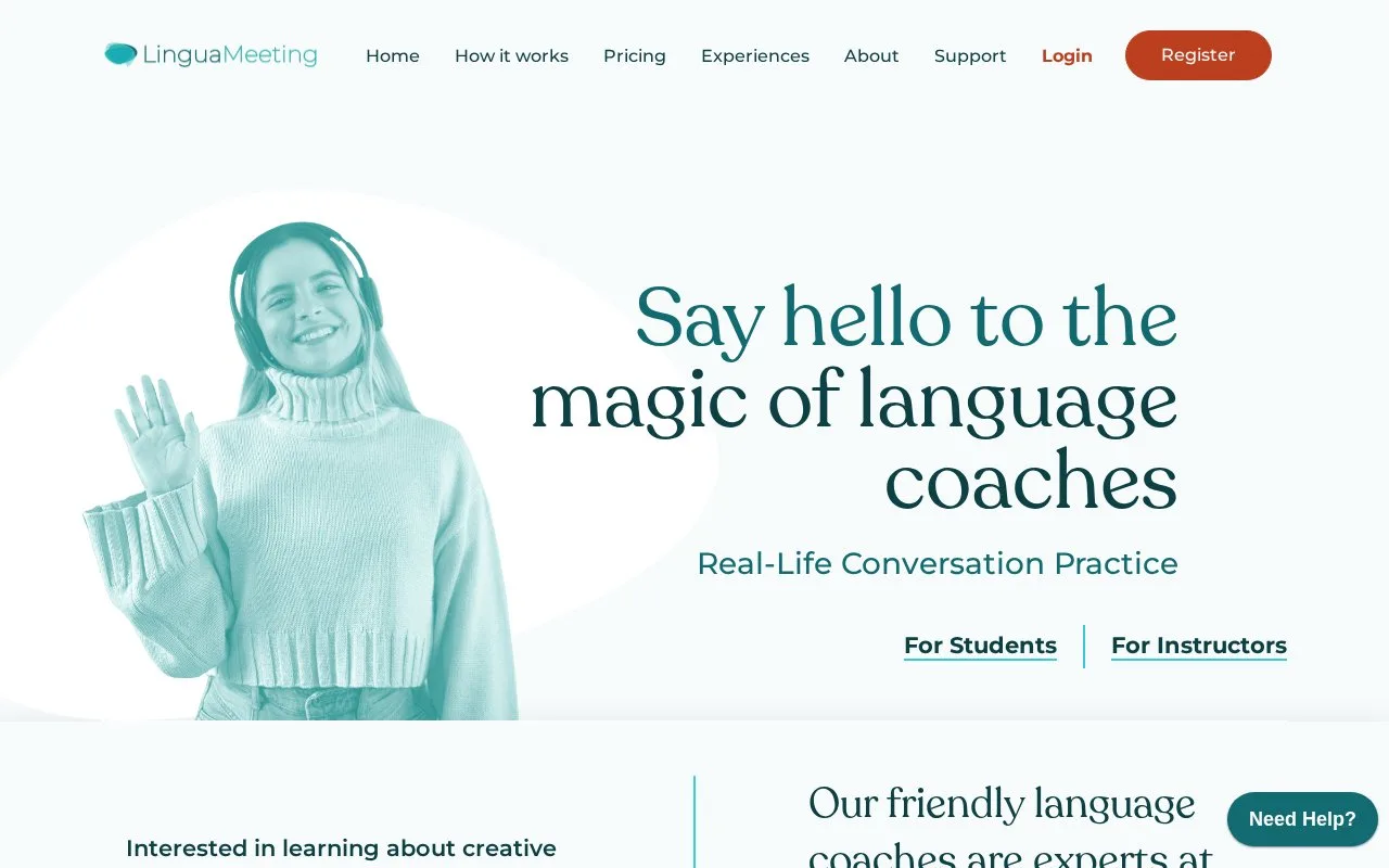 Screenshot of the LinguaMeeting homepage