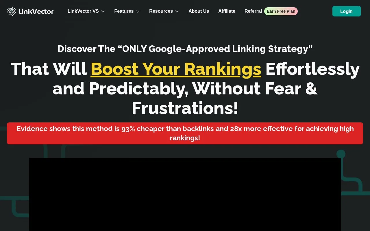 Screenshot of the LinkVector homepage
