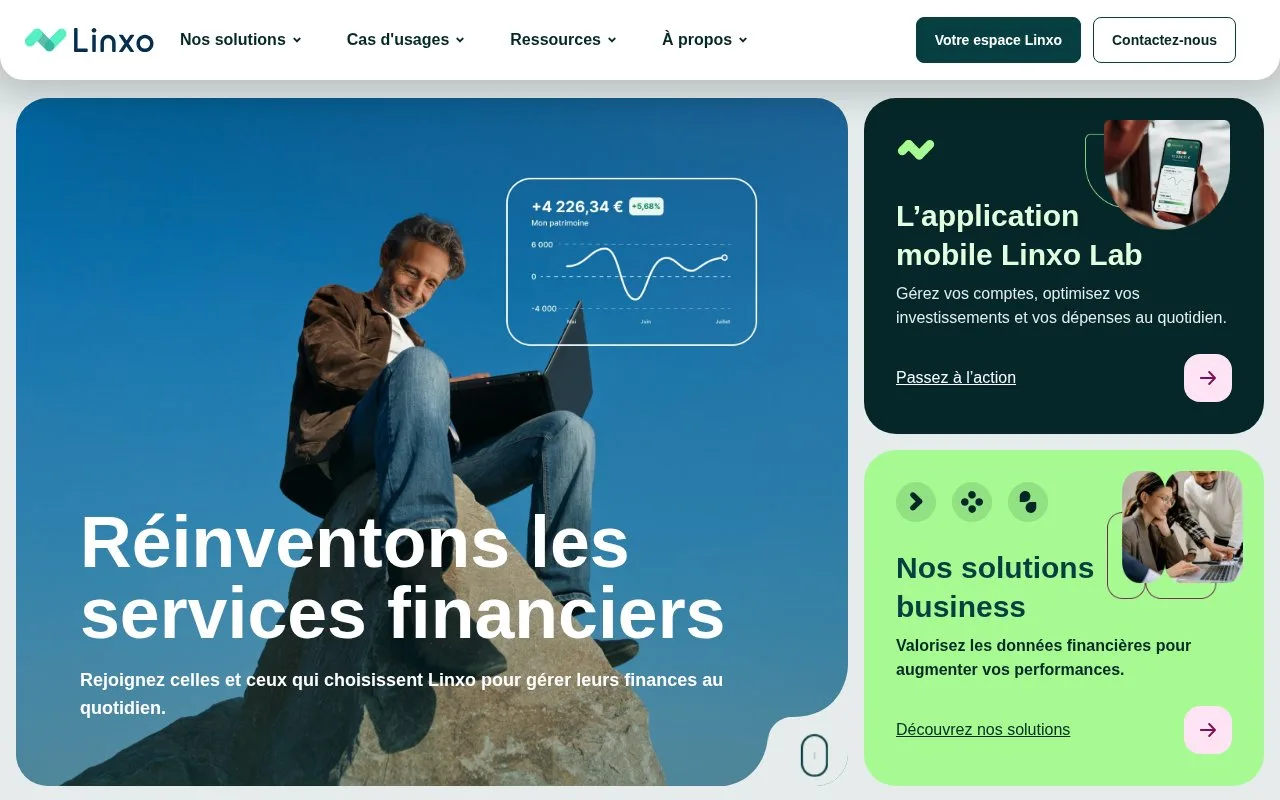 Screenshot of the Linxo homepage