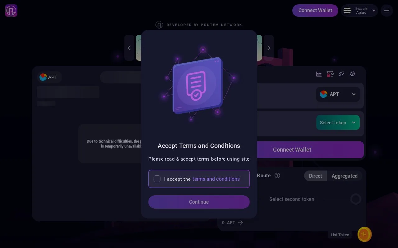 Screenshot of the Liquidswap homepage