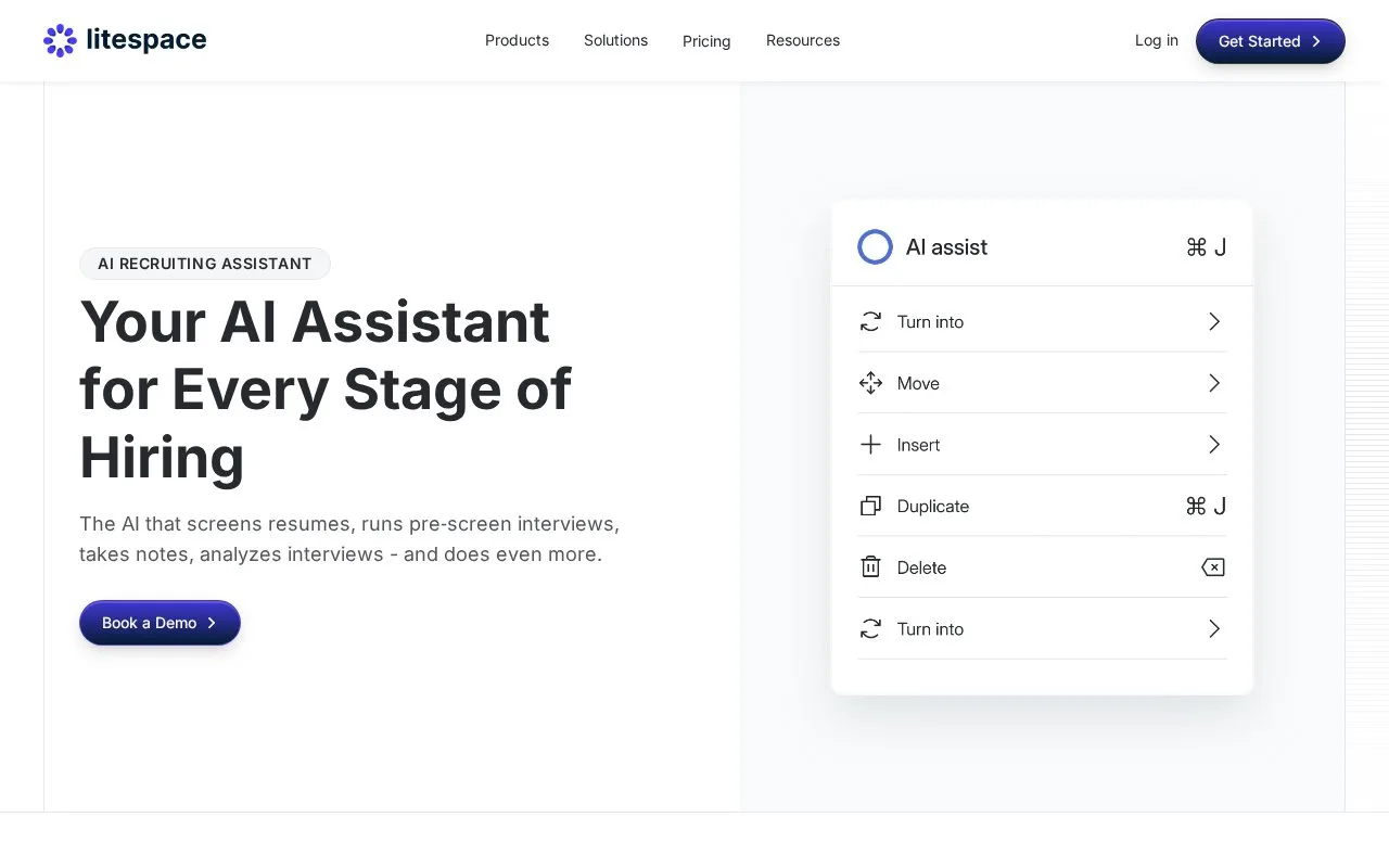 Screenshot of the Litespace homepage