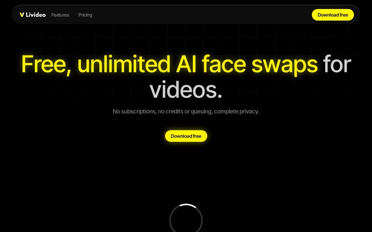 Screenshot of the Livideo homepage