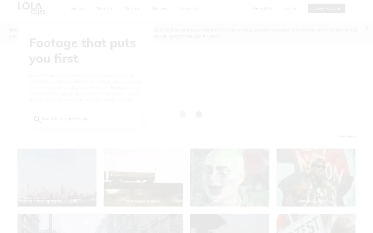 Screenshot of the LOLA Clips homepage