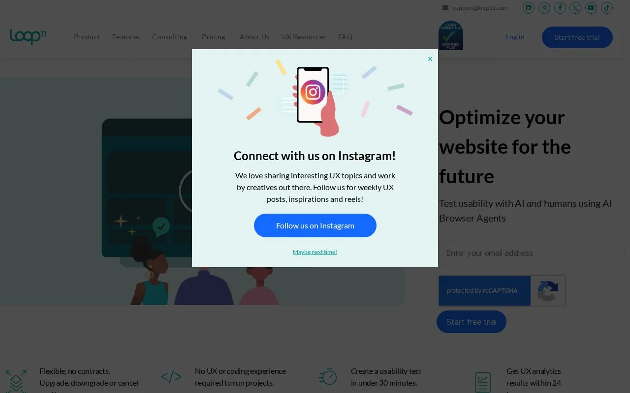 Screenshot of the Loop11 homepage