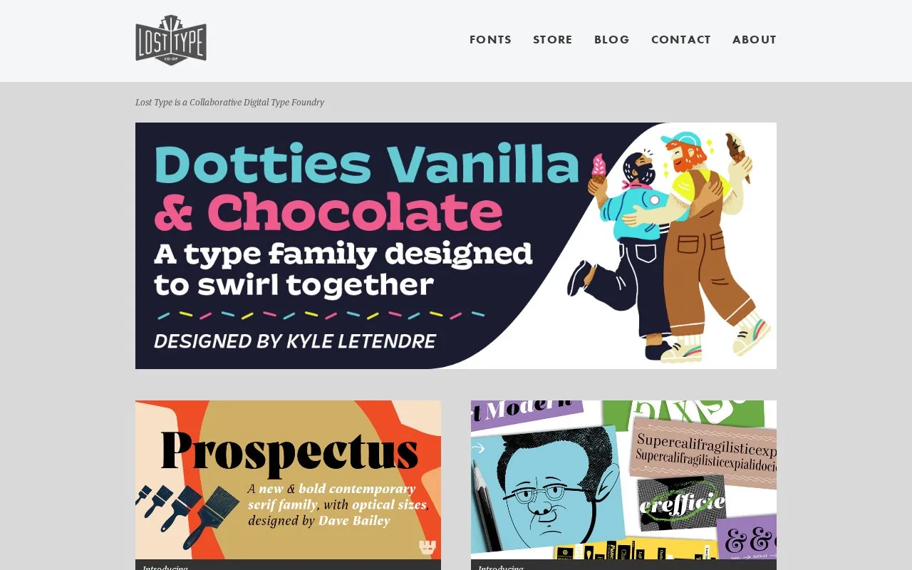 Screenshot of the Lost Type Co-op homepage