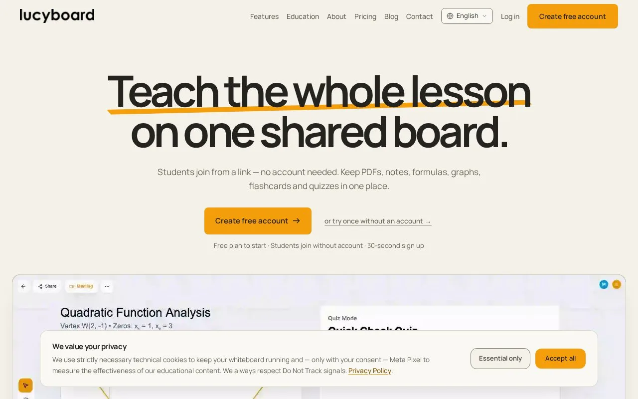 Screenshot of the Lucyboard homepage