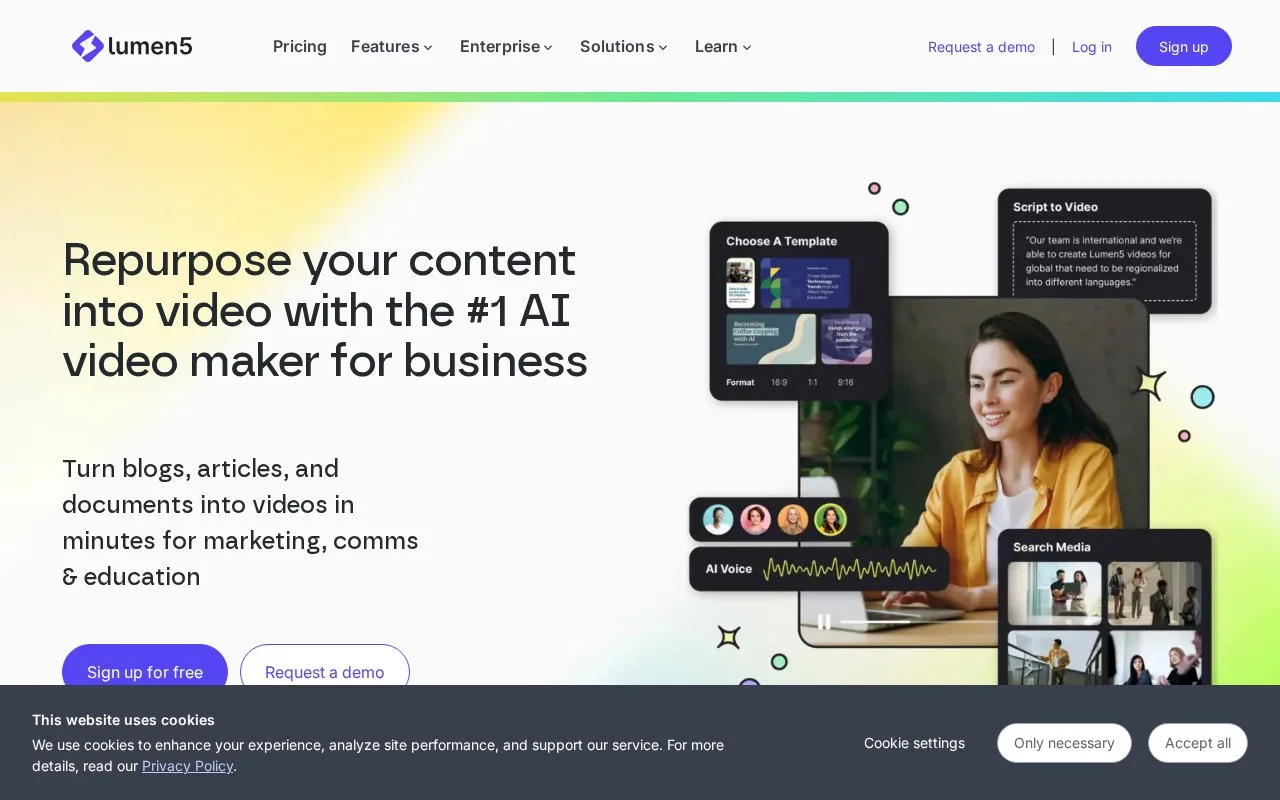 Screenshot of the Lumen5 homepage