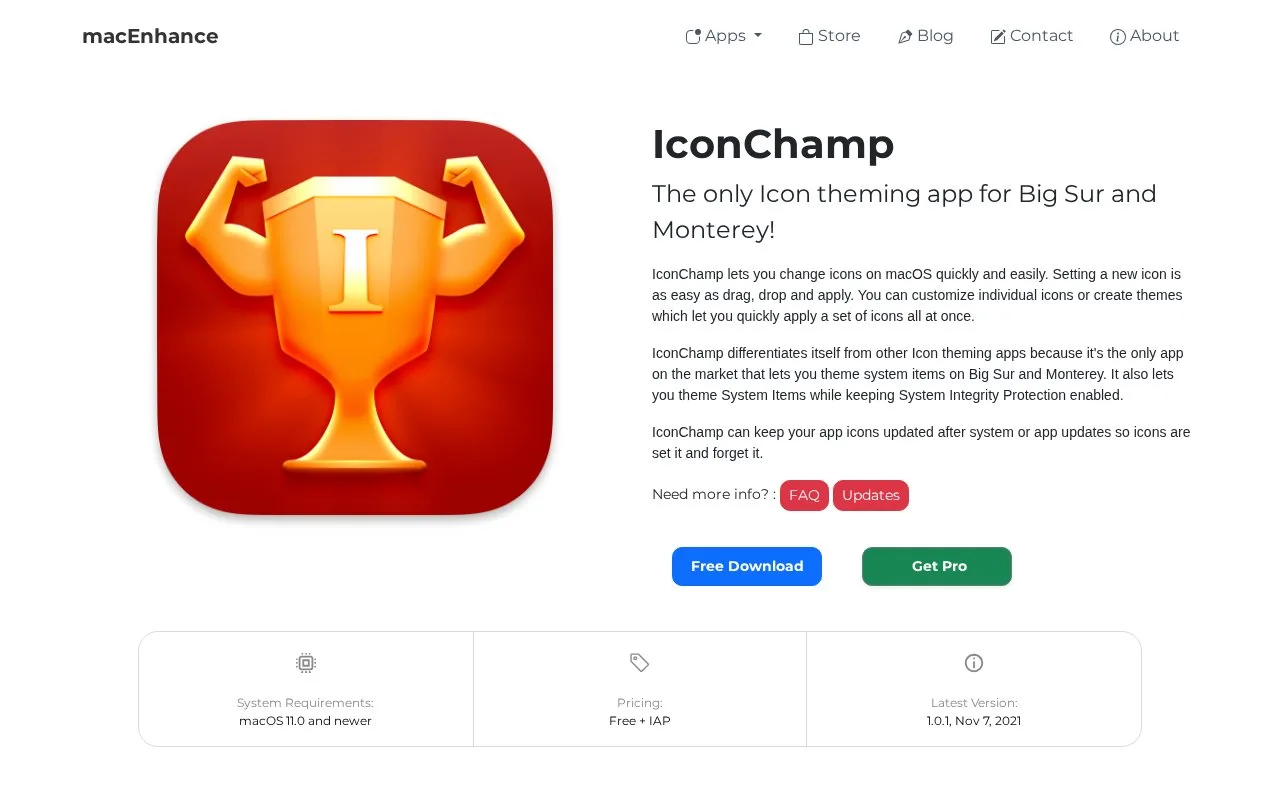 Screenshot of the IconChamp homepage