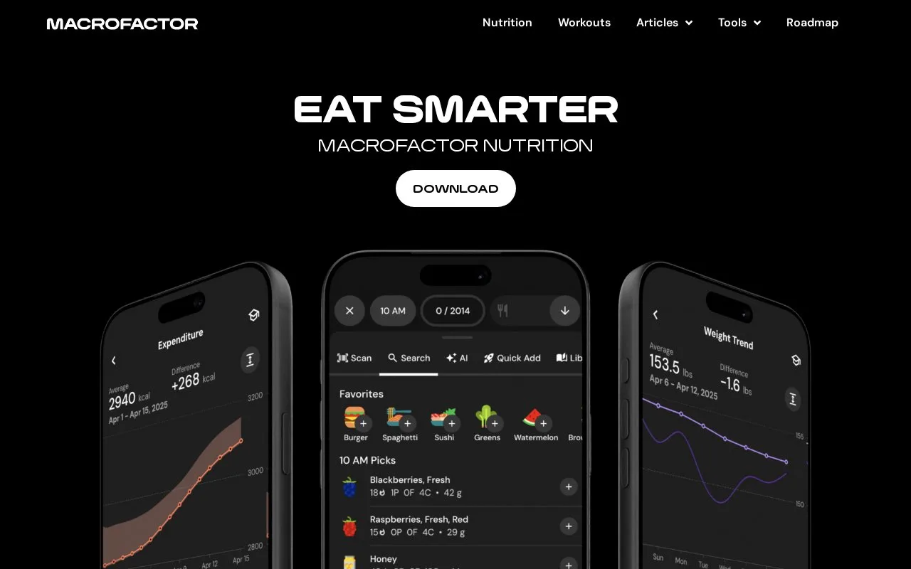 Screenshot of the MacroFactor homepage