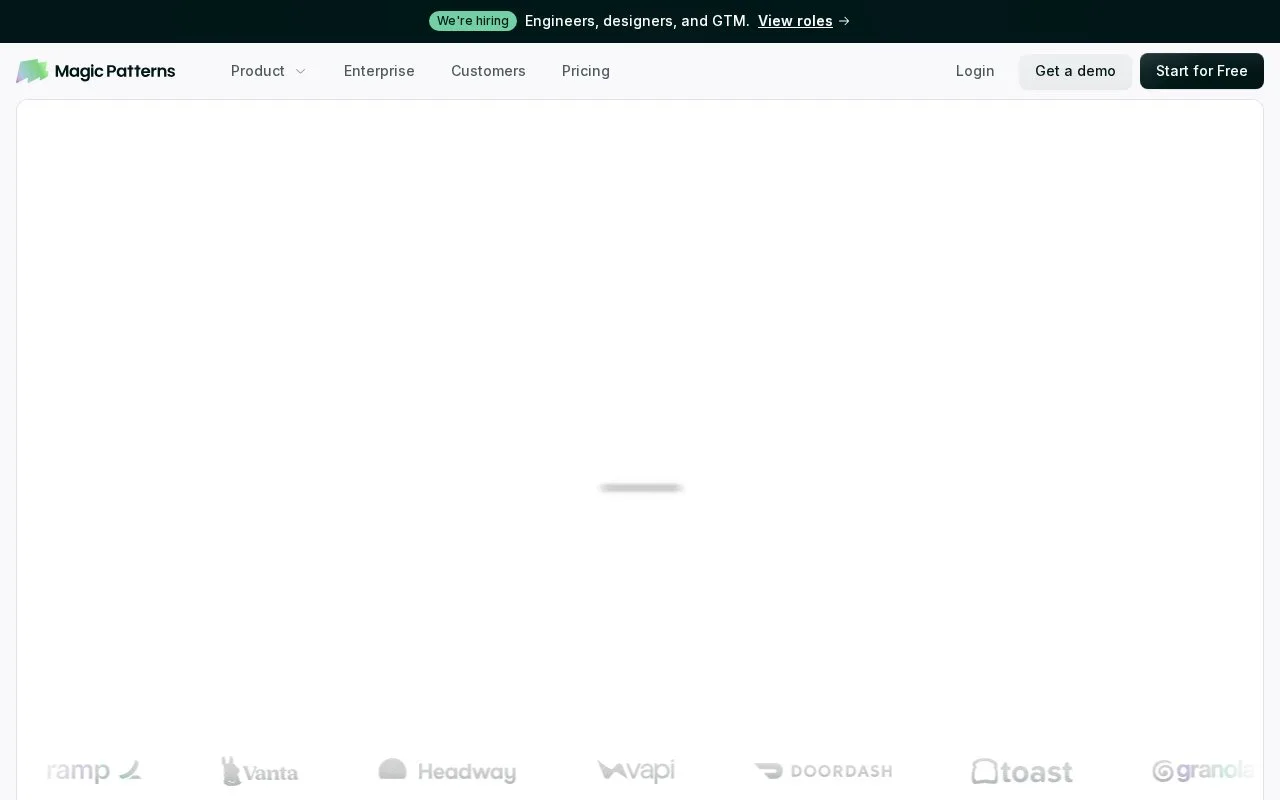 Screenshot of the Magic Patterns homepage