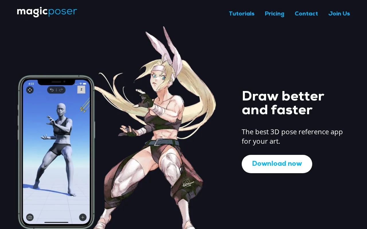 Screenshot of the Magic Poser homepage