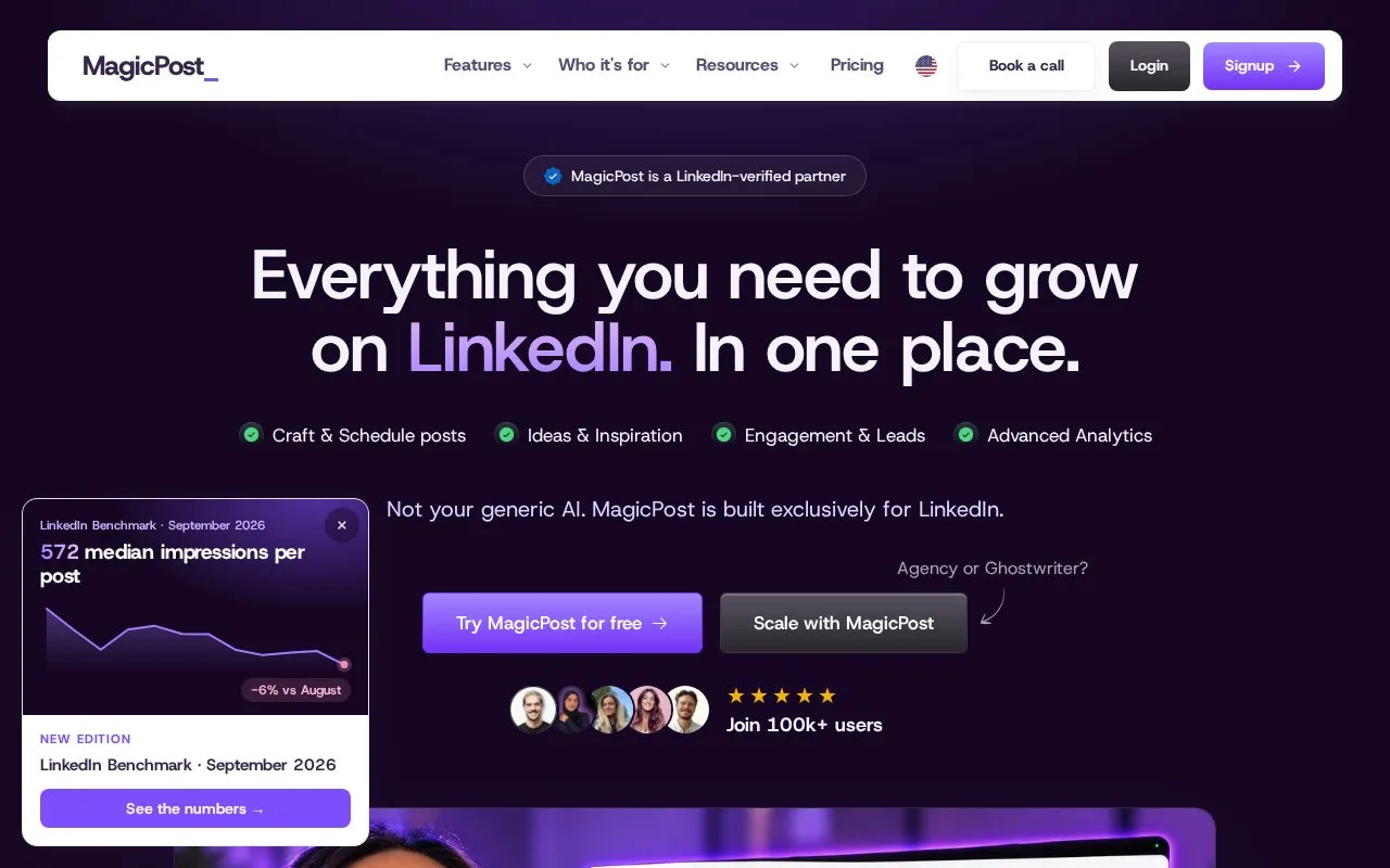 Screenshot of the MagicPost homepage