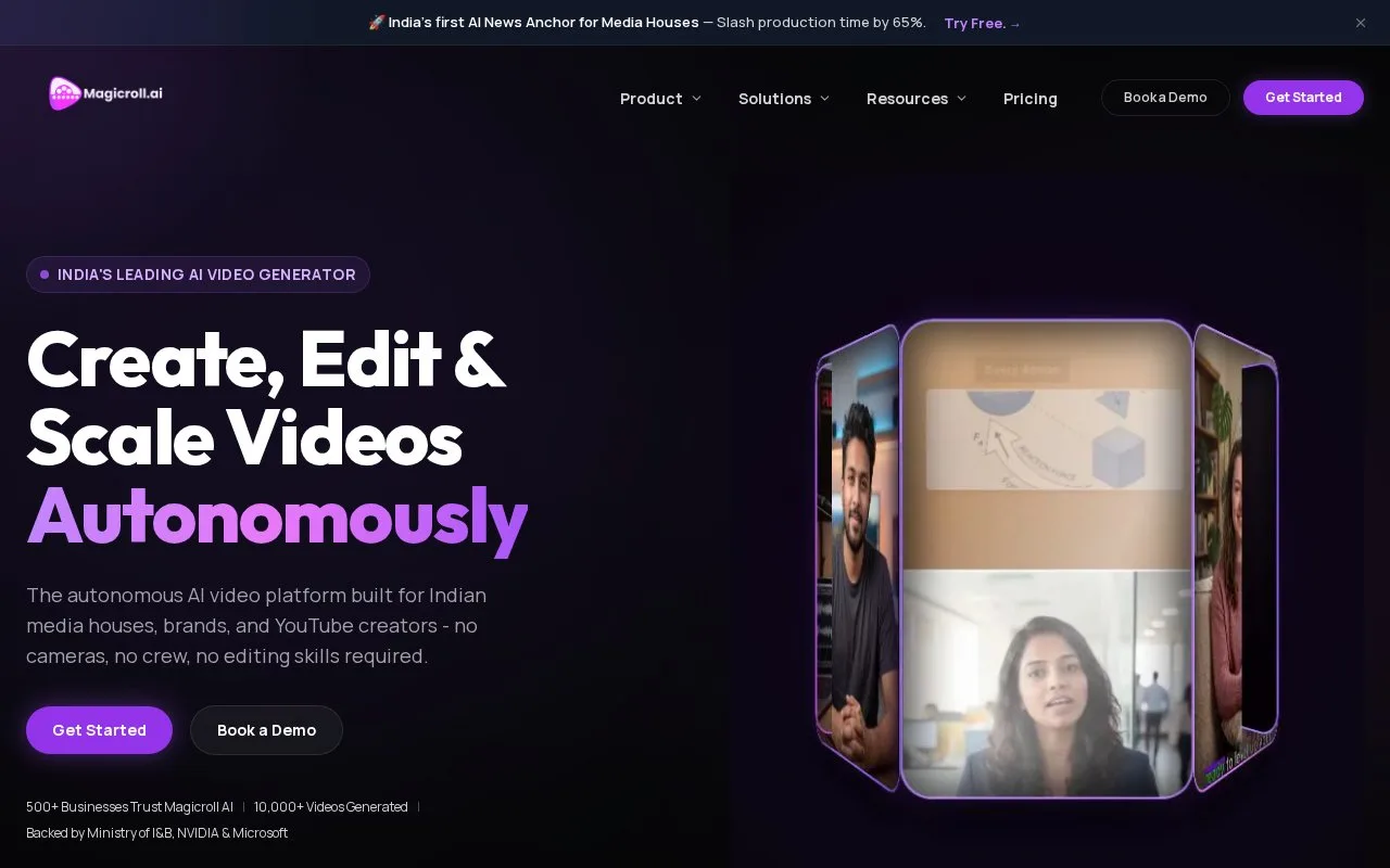Screenshot of the Magicroll.ai homepage
