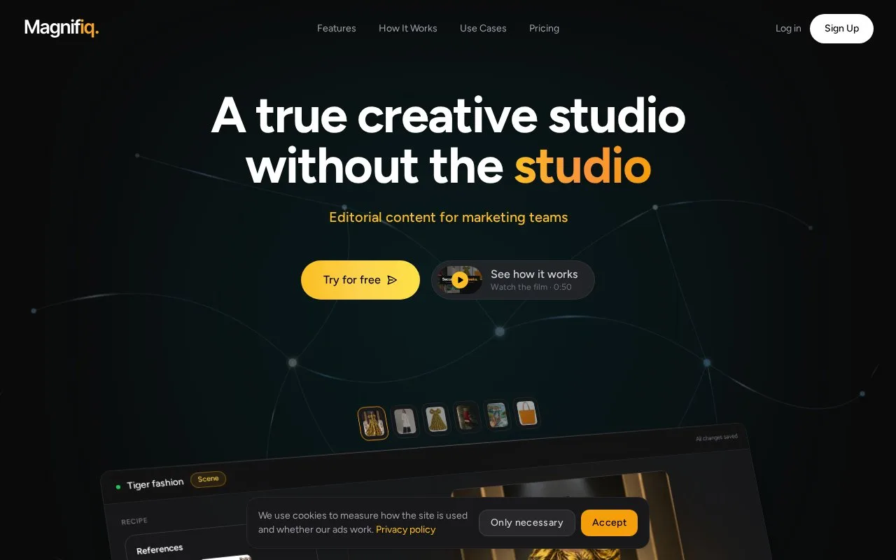Screenshot of the Magnifiq homepage