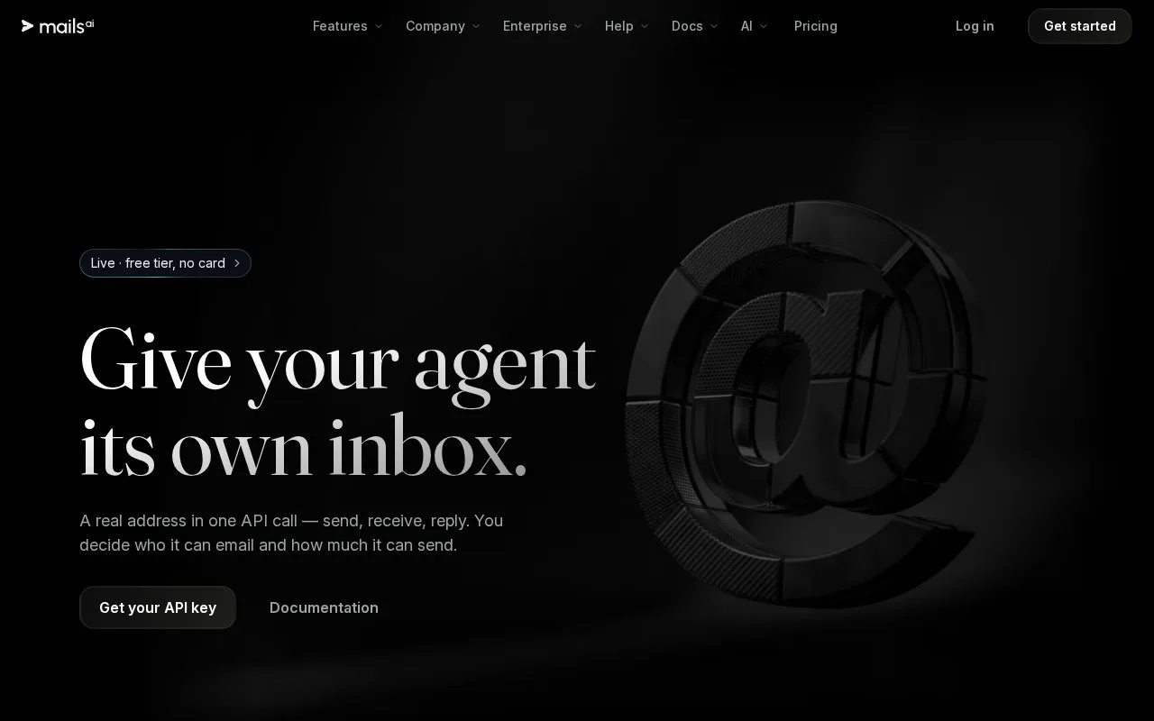 Screenshot of the Mails.ai homepage