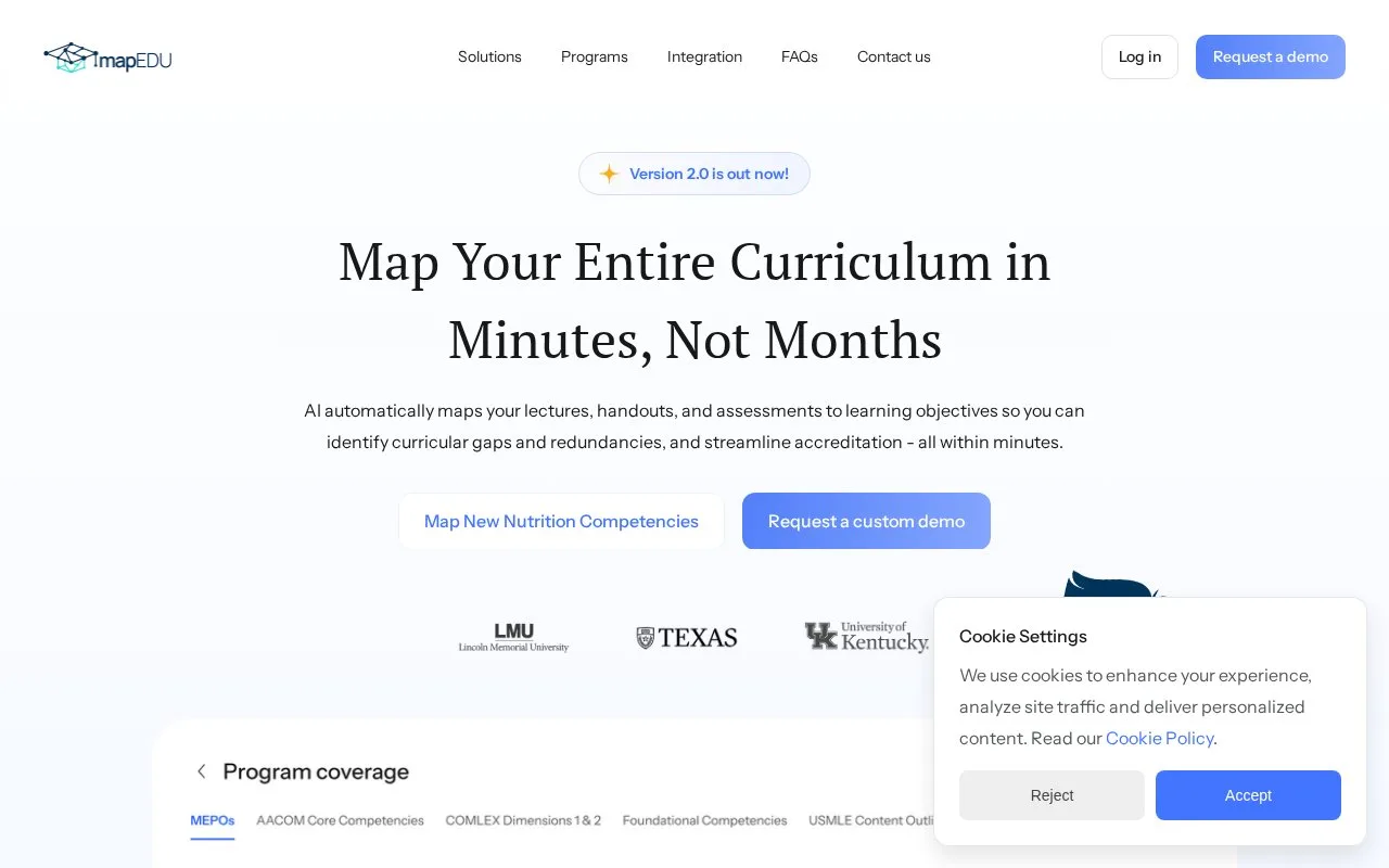 Screenshot of the mapEDU homepage