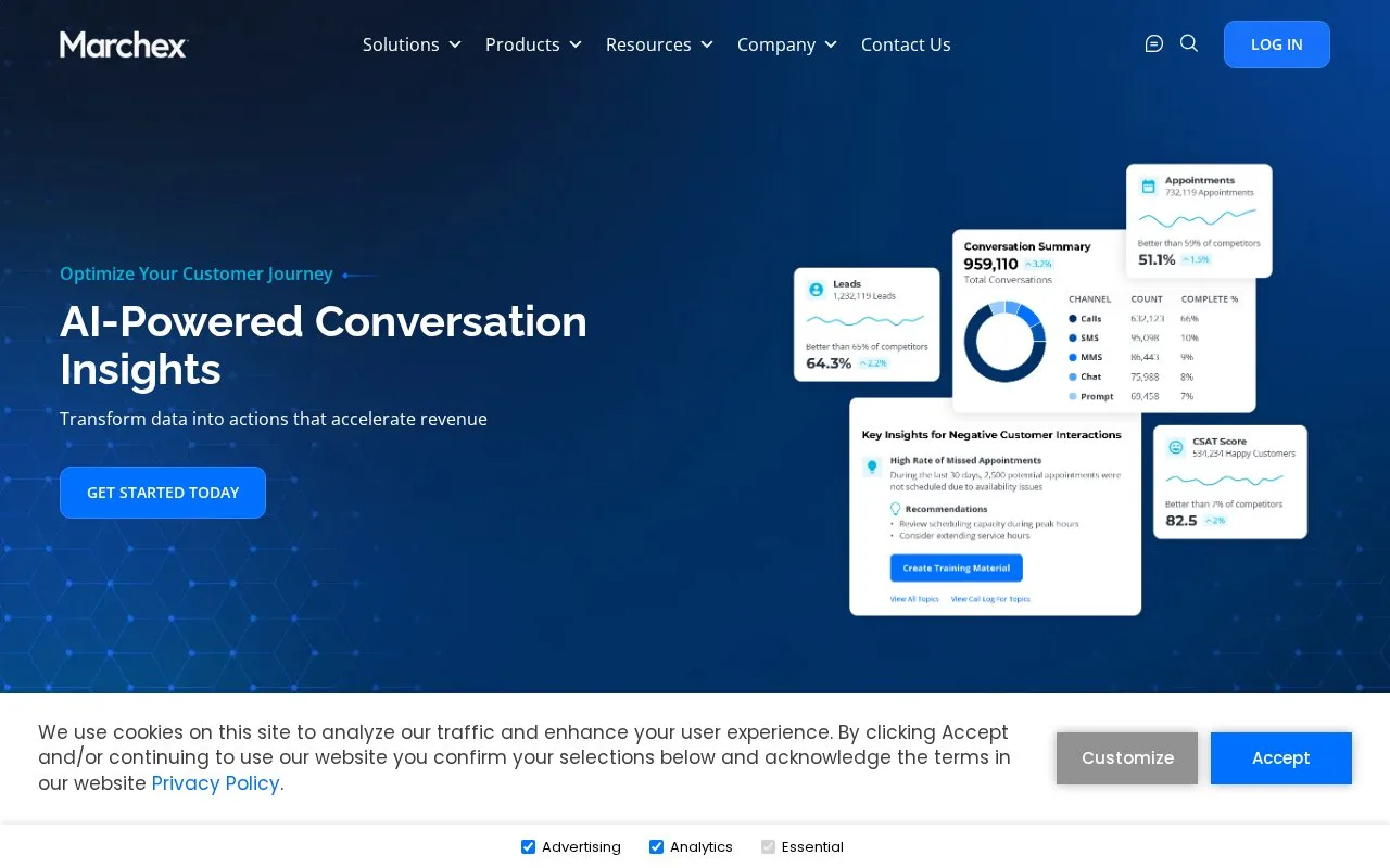 Screenshot of the Marchex homepage