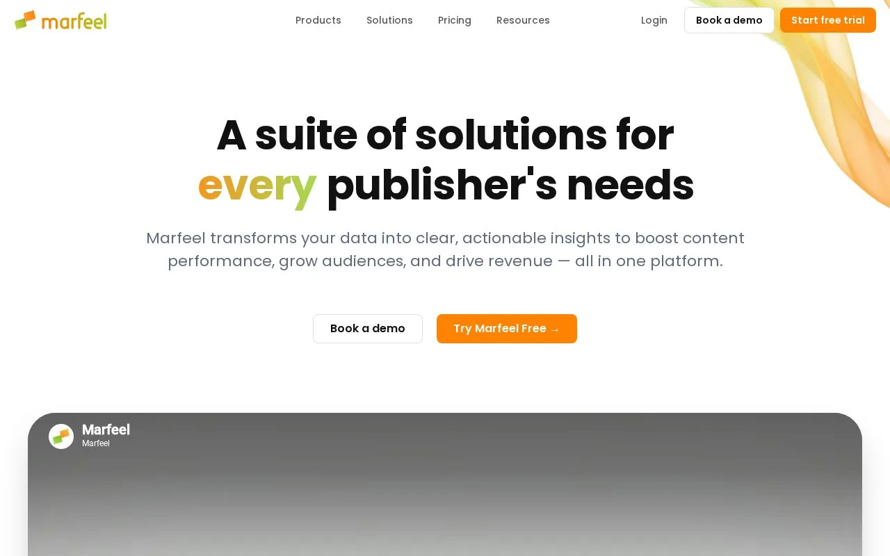 Screenshot of the Marfeel homepage
