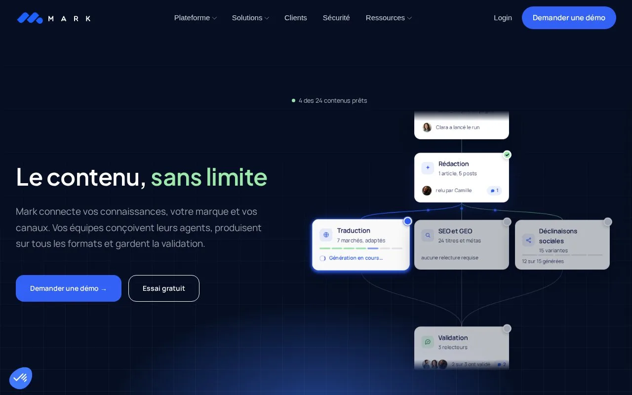 Screenshot of the Mark AI homepage