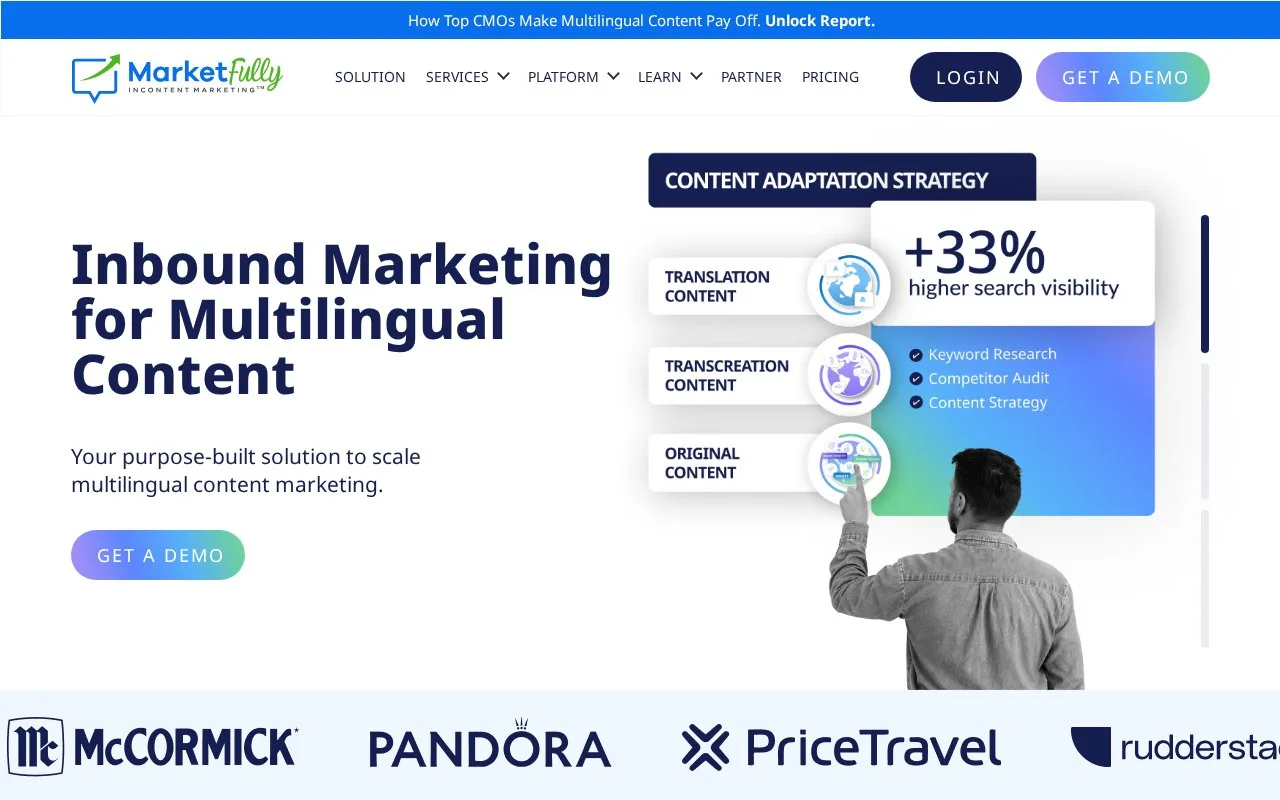 Screenshot of the MarketFully homepage